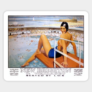 Vintage Travel Poster England New Brighton Sticker